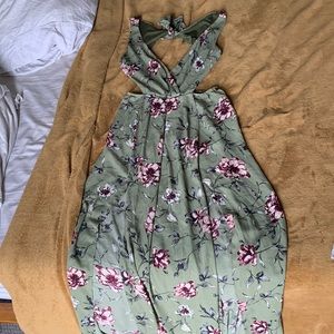 Womens  open back double slit maxi dress